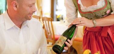 The restaurant has an extensive wine list of local wines.