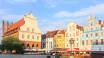 Der historische Teil der Altstadt mit Marktplatz und gotisch-barockem Rathaus