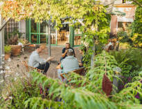 The hotel is built around three cozy and leafy courtyards.