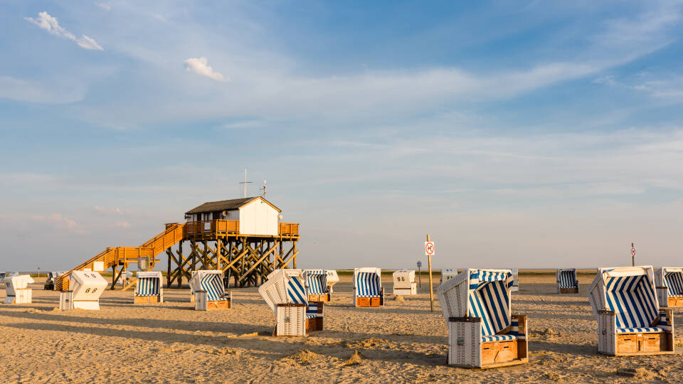 The wonderful beach at St. Peter-Ording is 12 kilometres long and up to 2 kilometres wide.