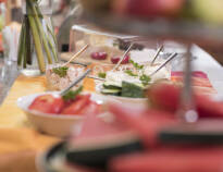 The large buffet breakfast offers delicacies for everyone to start the day.