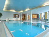 The hotel's wellness area includes a swimming pool, several saunas, an infrared cabin and a Kneipp pool.