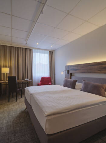 De moderna och bekväma hotellrummen renoverades under 2021.