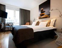 The hotel's modern rooms are decorated in Scandinavian design