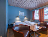 I bliver indkvarteret på lyse værelser, som udgør en god base for jeres ophold i de norske fjelde.