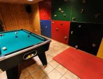 There is a climbing wall and a pool table at the hotel, so there are activities for young and old.