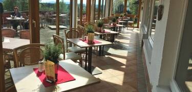 Das reizvolle Restaurant des Hotels bietet eine große Auswahl an köstlichen Speisen und einen einzigartigen Panoramablick auf den Harz.