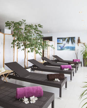 Sauna og rolige stunder venter i wellnessområdet.