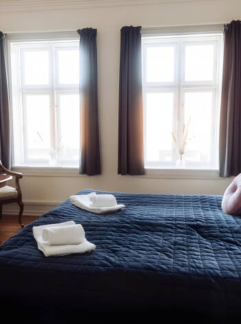 Rooms at Hotel Lidenlund are cosy and stylishly decorated.