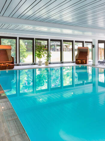 Wellnessområdet byder blandt andet på pool og sauna, og er det perfekte sted at slappe af efter en oplevelsesrig dag.
