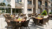 In summer, the hotel's outdoor terrace opens and you can also order food while enjoying the view of the Fulda Valley.