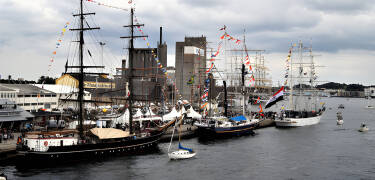 Limjorden is full of surprises, here a few beautiful sailing ships have docked in the harbour.