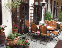 There is a lovely terrace where you can relax after a long day with a good guidebook.
