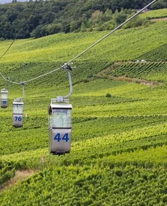 The nearby cable car takes you up over the vineyards to the Niederwald Monument.