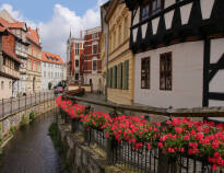 På mindre end 20 minutter kan du nå den middelalderlige by Quedlinburg, der er på verdensarvslisten, med mere end 1.300 bindingsværkshuse.