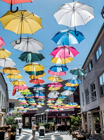 Explore Vejle city where you can shop, stroll down Paraplygaden and relax on Bryggen