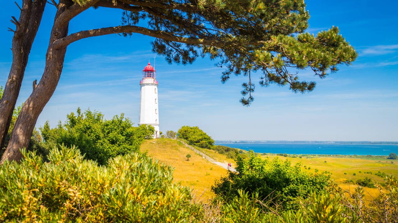 Besuchen Sie Hiddensee, das für seinen charmanten Leuchtturm bekannt ist.
