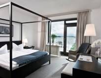 The hotel's rooms are bright and modernly decorated and can be booked with either a landside or seafront view.