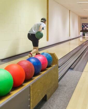 The hotel’s bowling alley adds a bit of extra movement.