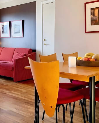 The spacious mountain suites have separate bedrooms, a living area and a kitchenette.