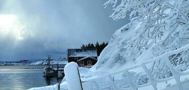 Frøyas Küstenlandschaften und schneebedeckte Hügel sorgen für ein magisches Wintererlebnis.