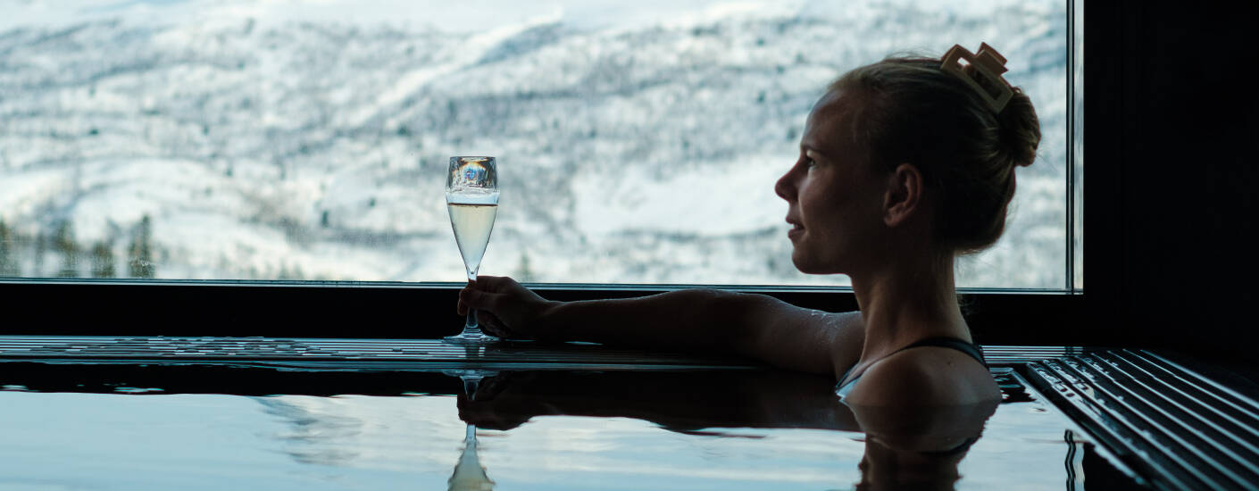 The luxurious spa features indoor and outdoor jacuzzis, saunas, and steam rooms.