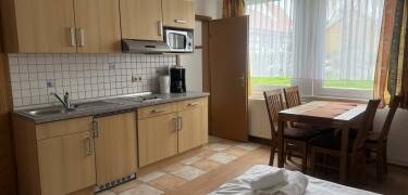 The resort has generously sized apartments featuring fully equipped kitchens.