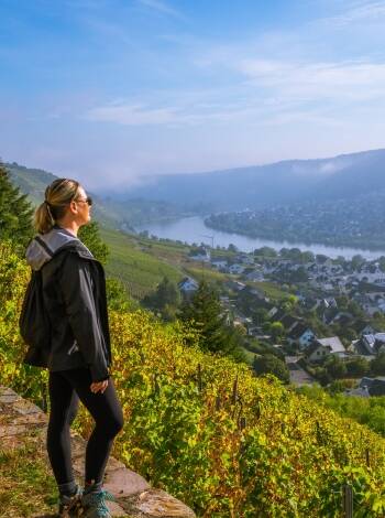 Vandringsleden Rheinsteig är ett populärt utflyktsmål vid Mittelrhein.