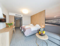 The hotel has comfortable and modernly furnished double rooms, some with direct sea views.