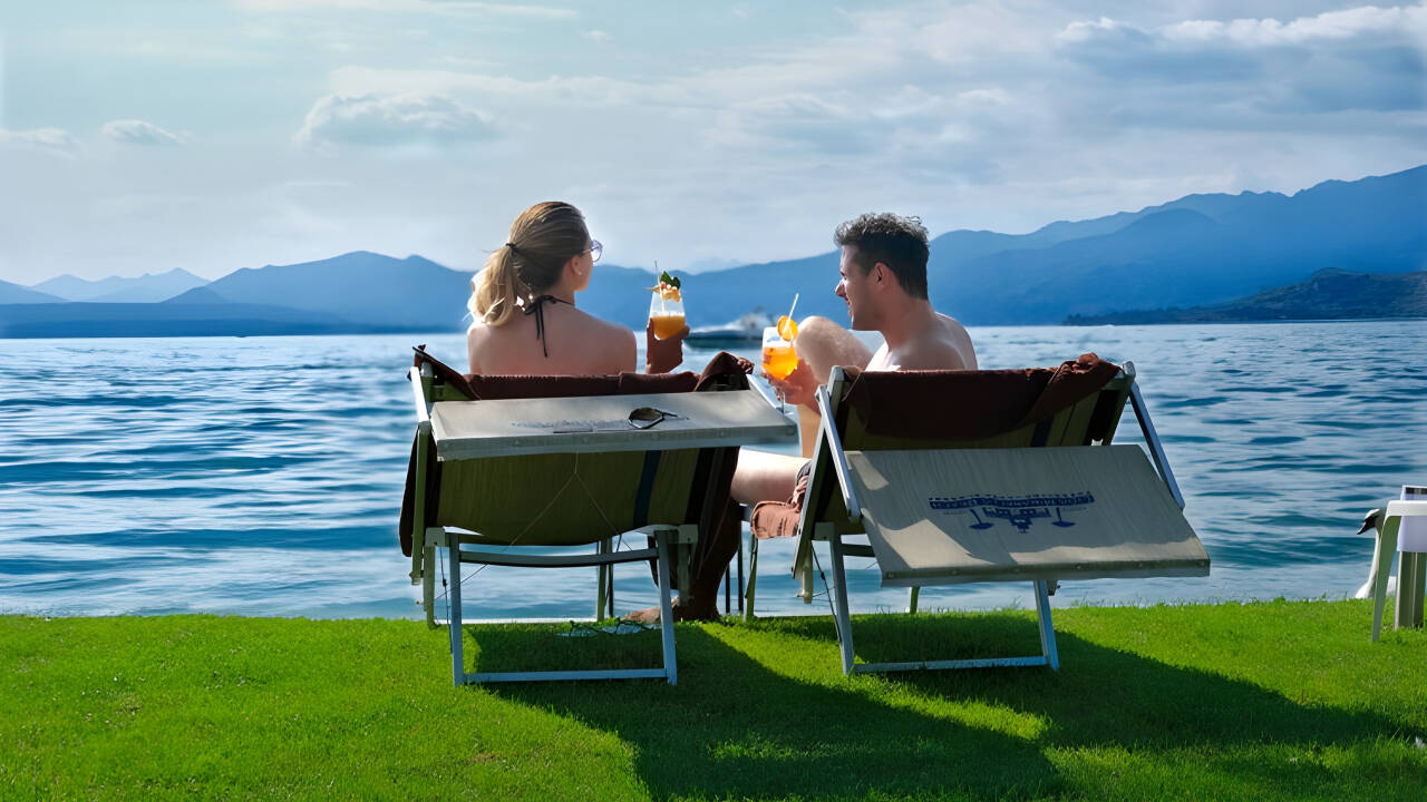 The private Mirabello beach can be visited (for a fee) if you like a dip in Lake Garda