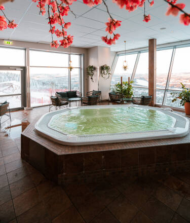 I relaxavdelningen hittar du en stor pool som håller 29 grader, 2 bubbelpooler som håller en behaglig uppvärmningstemperatur på 39 grader och en terrasspool.