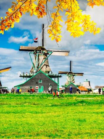 Machen Sie einen Tagesausflug: Besuchen Sie den Keukenhof, um im Frühling die blühenden Tulpen zu sehen, oder fahren Sie zum charmanten Zaanse Schans.
