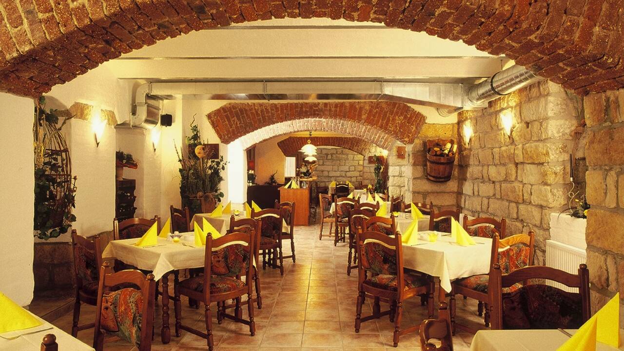 I hotellets stemningsfulle kjellerrestaurant kan dere bl.a. nyte gode middelhavsretter samt tradisjonelle tyske retter.