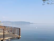 Some rooms have stunning views of Lake Garda.