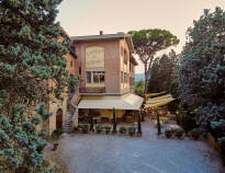 The restaurant "I Salotti" serves delicious traditional Tuscan cuisine with a modern twist.