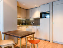 The apartments are equipped with a modern kitchen.