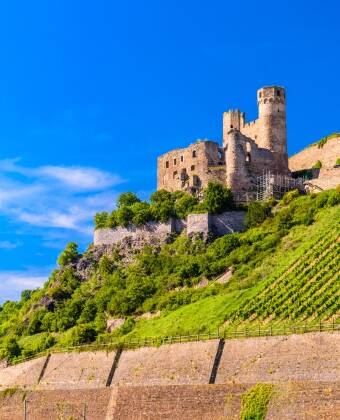 There are lots of sights in Rüdesheim and the surrounding area, including Ehrenfels Castle.